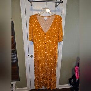 Ava & Viv Yellow Polka Dot Midi Dress